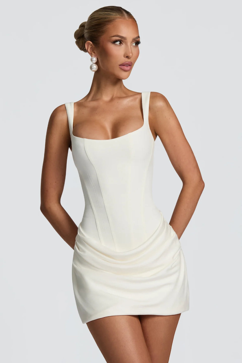 white square neck bodycon dress Eugenia Mini Dress