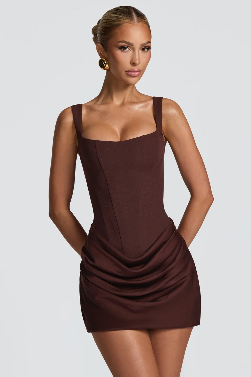 Square Neck Corset Mini Dress Elegant