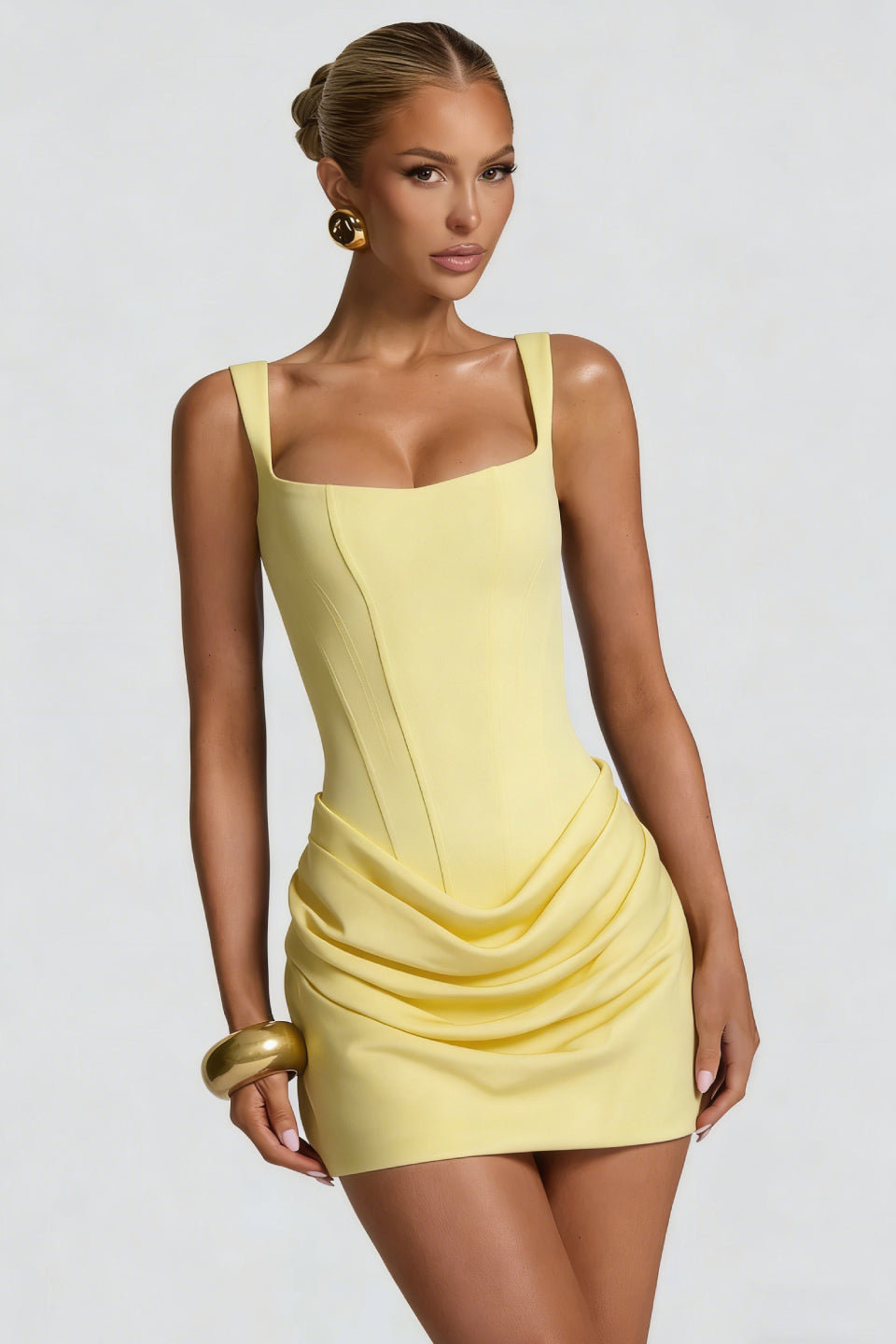 Square Neck Corset Mini Dress Elegant – ShimmerMolly