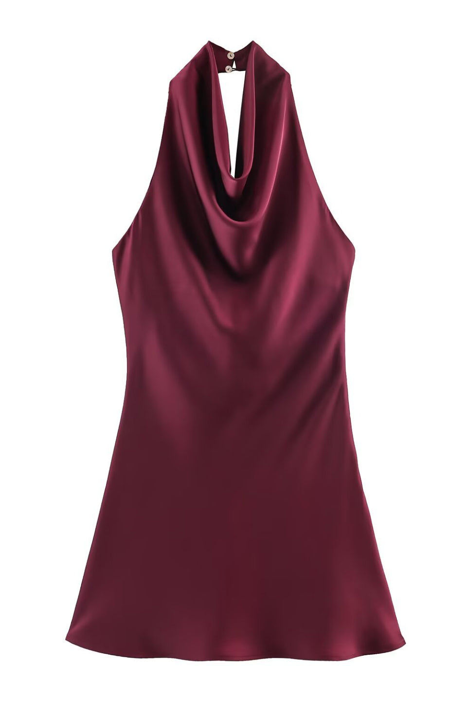 Burgundy Satin Halter Mini Dress Elegant – ShimmerMolly