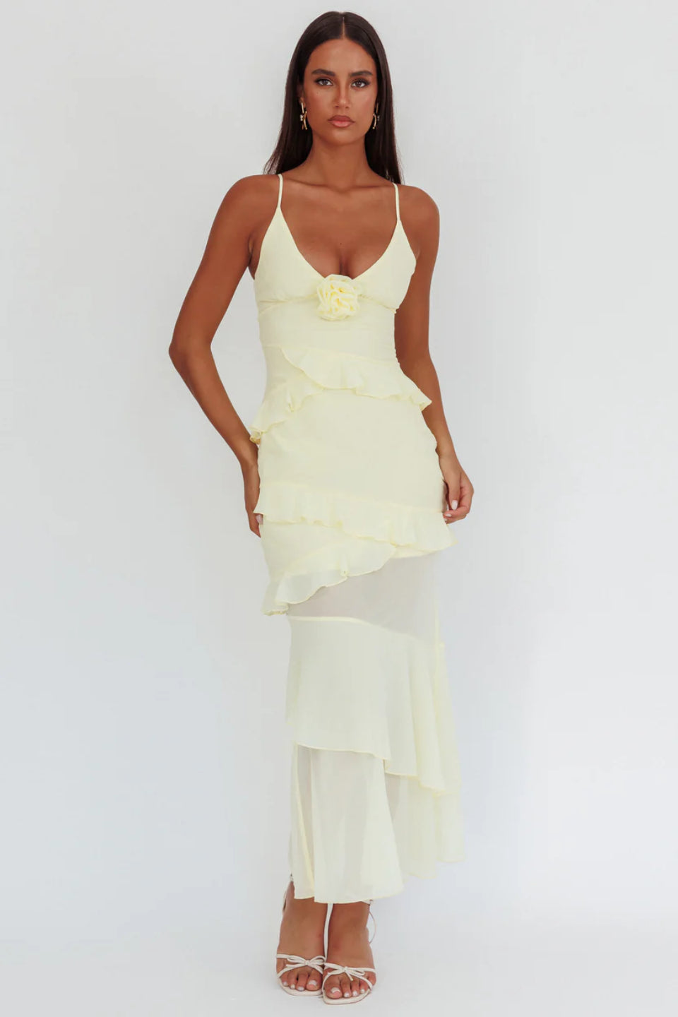 molly ruffled chiffon dress Ruffled Out Dress White Size M from Hello Molly