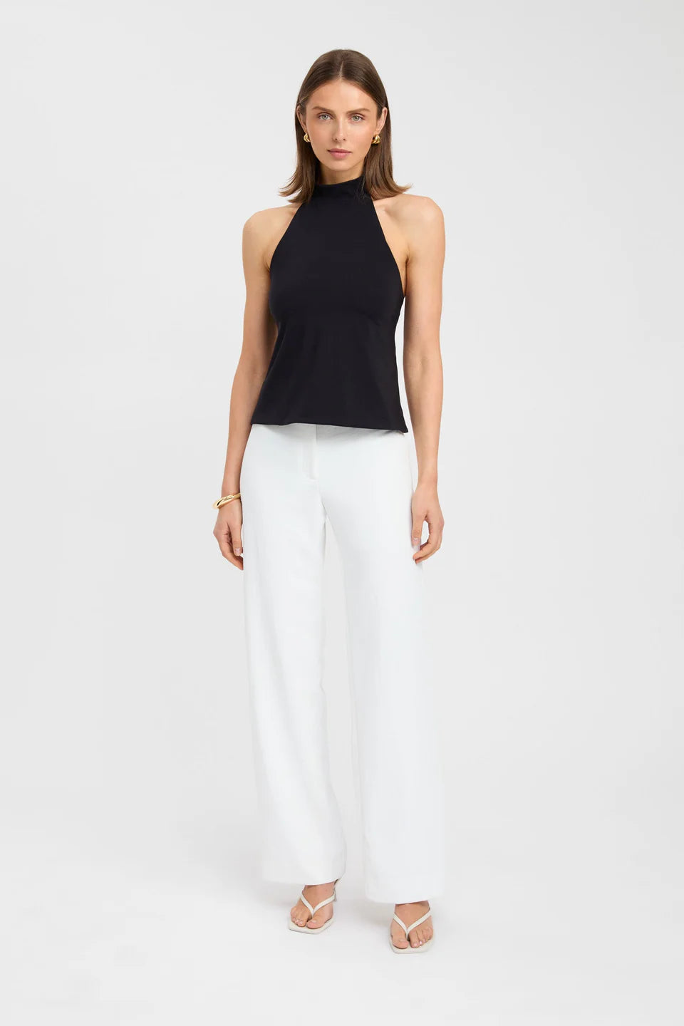 Black Halter Open Back Tie Top
