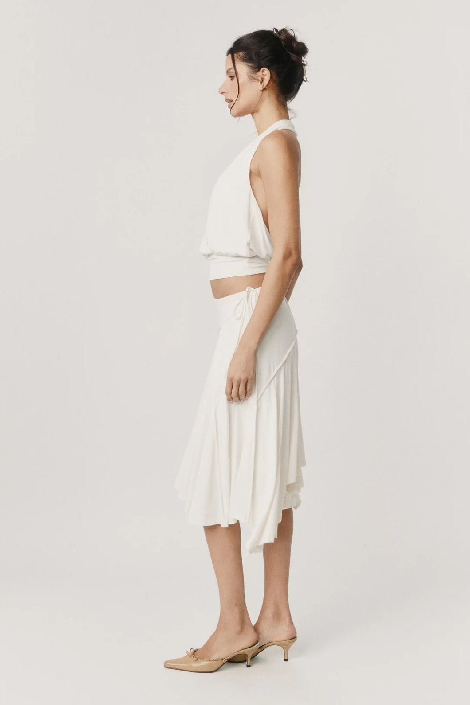 White Cross Halter Open Back Top