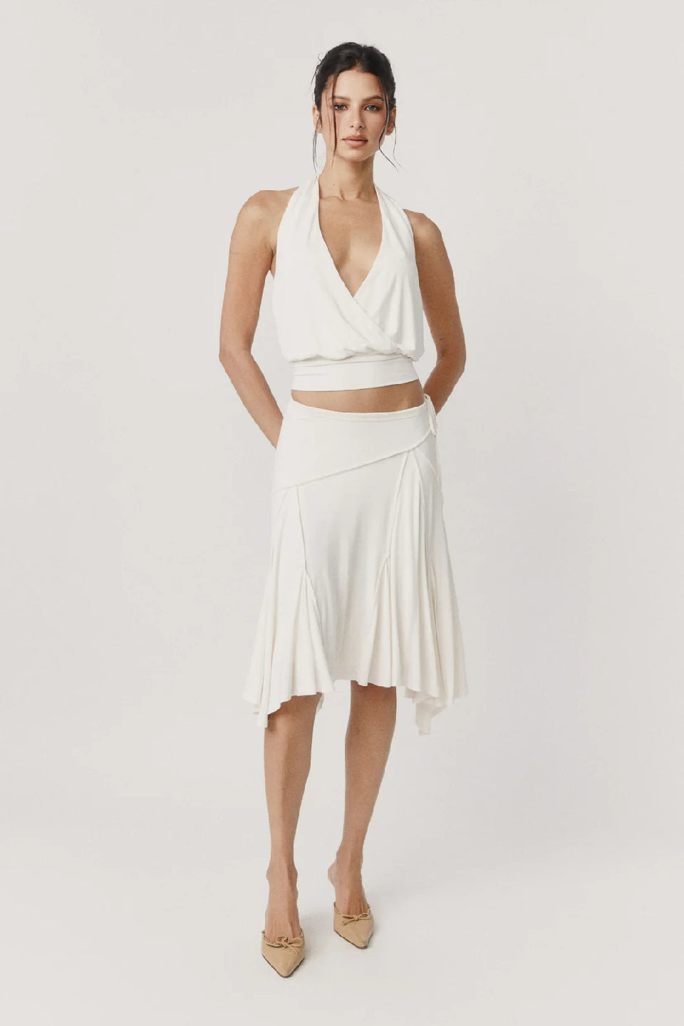 White Cross Halter Open Back Top