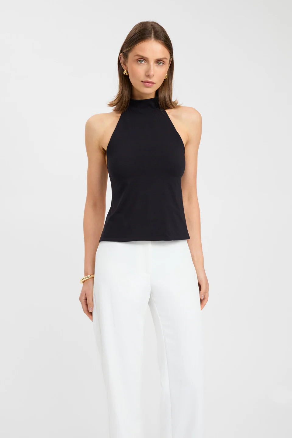 Black Halter Open Back Tie Top