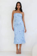 Sky Blue Floral Midi Dress