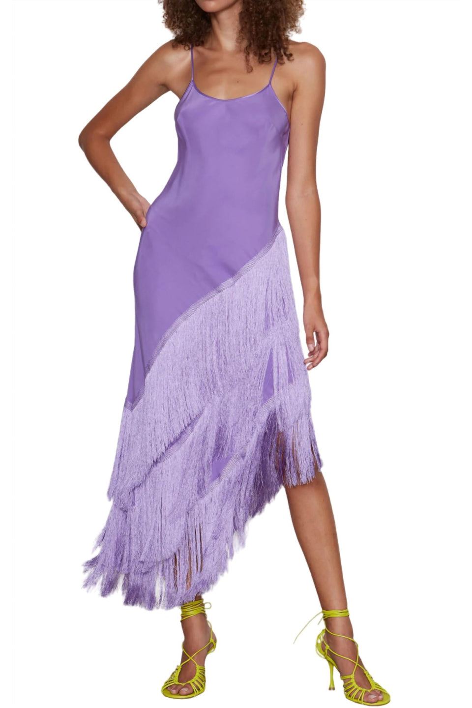 Amethyst Fringe Midi Dress