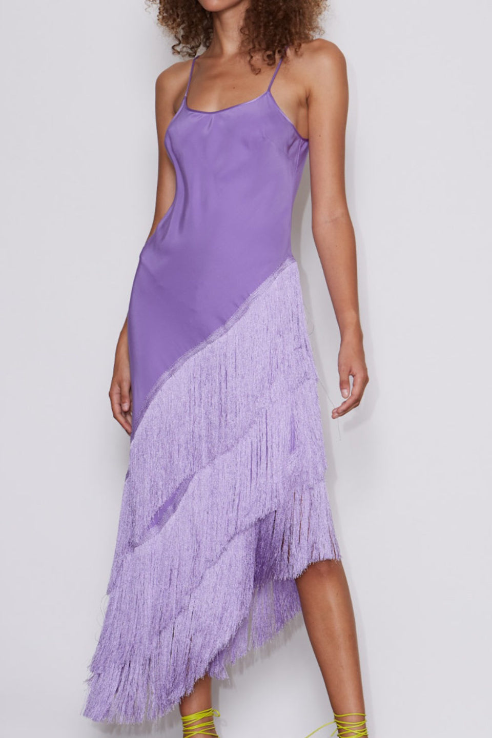 Amethyst Fringe Midi Dress