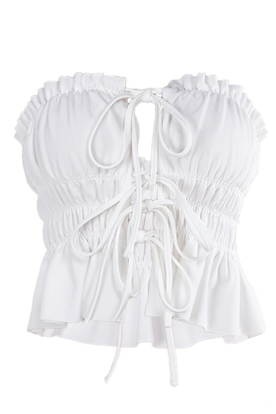 White Ruffle Corset Top