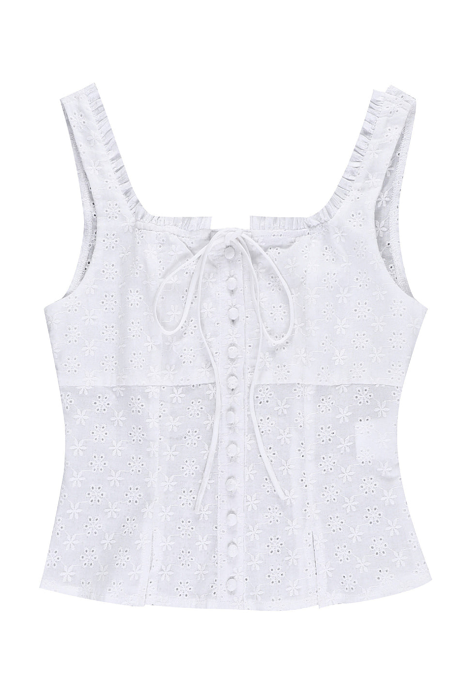 White Eyelet Bustier Top