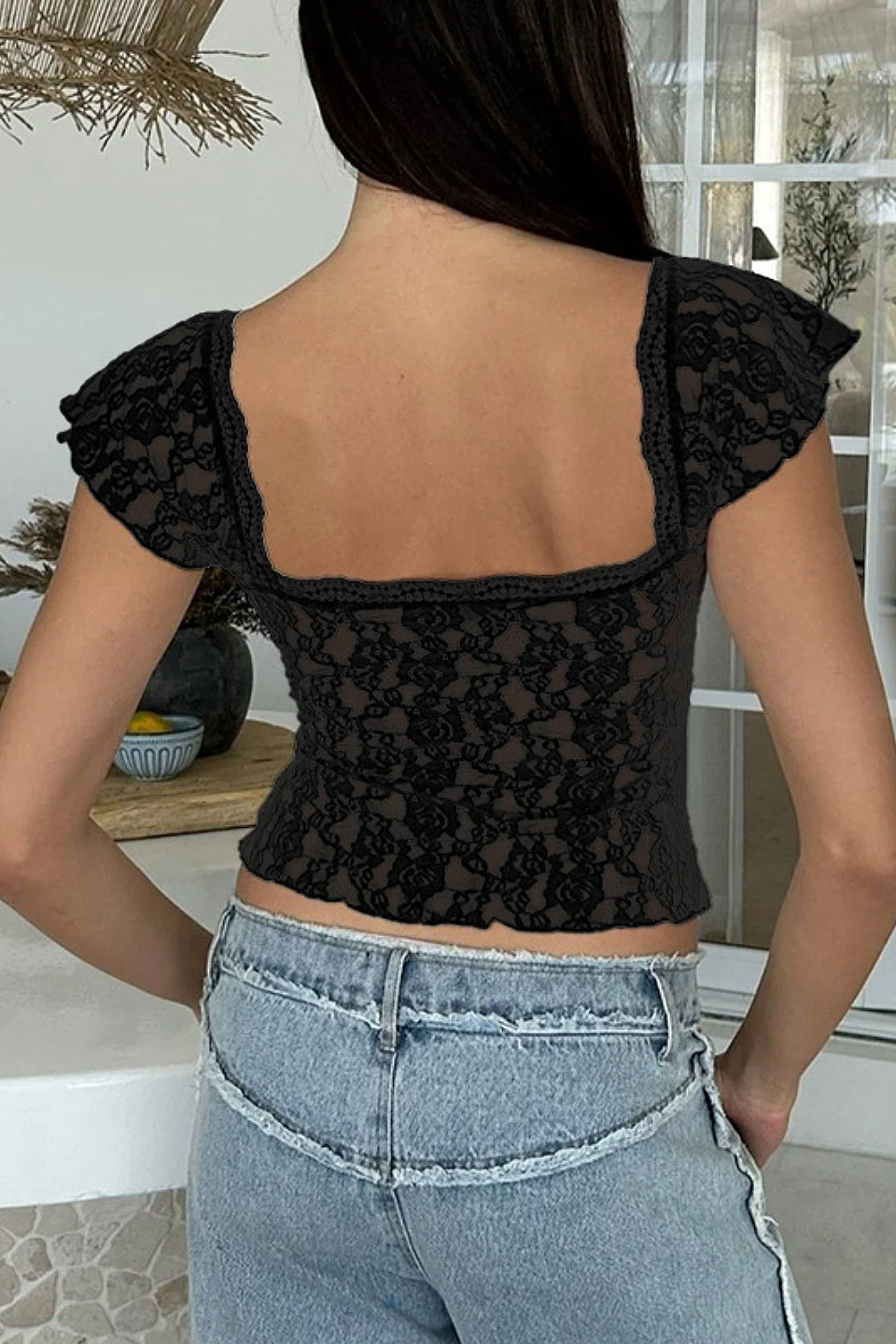 Black Lace Square Top