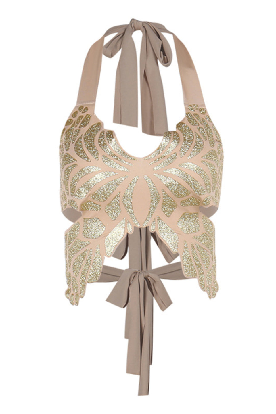 Gold Butterfly Halter Top