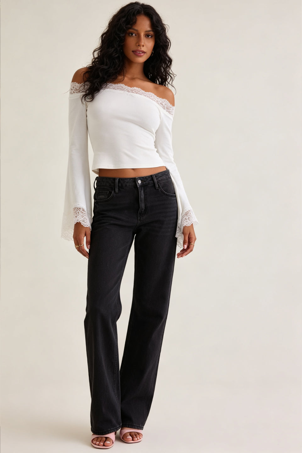 Ivory Lace Flare Top