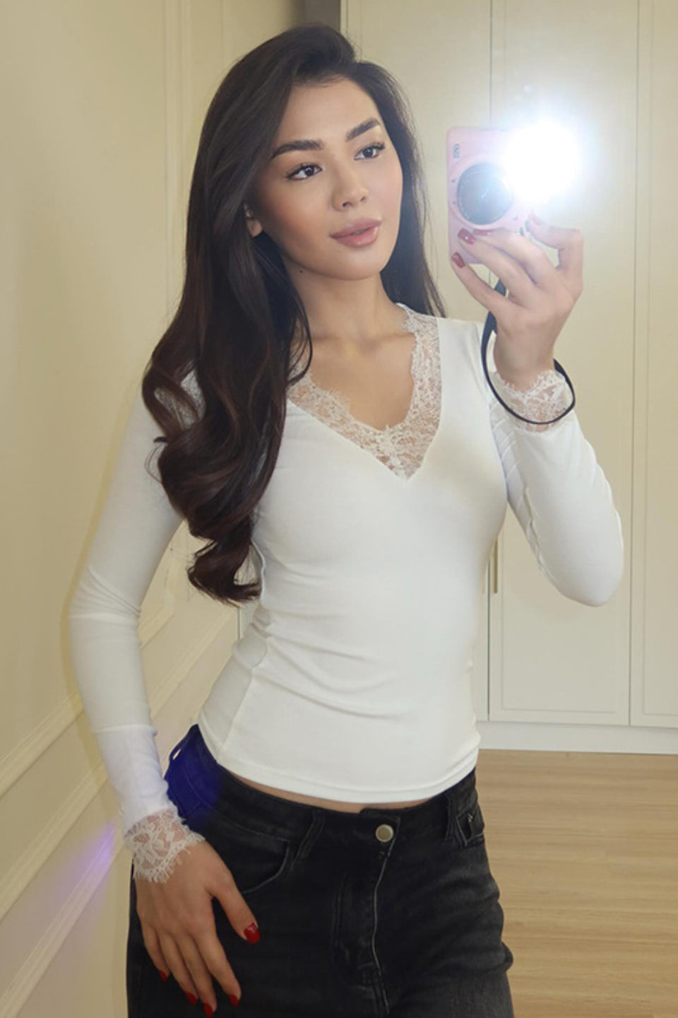 Ivory Lace V-Neck Top