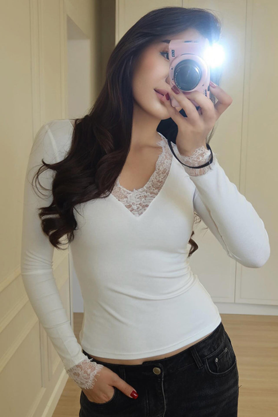 Ivory Lace V-Neck Top