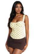Cream Dot Boned Wide Strap Top