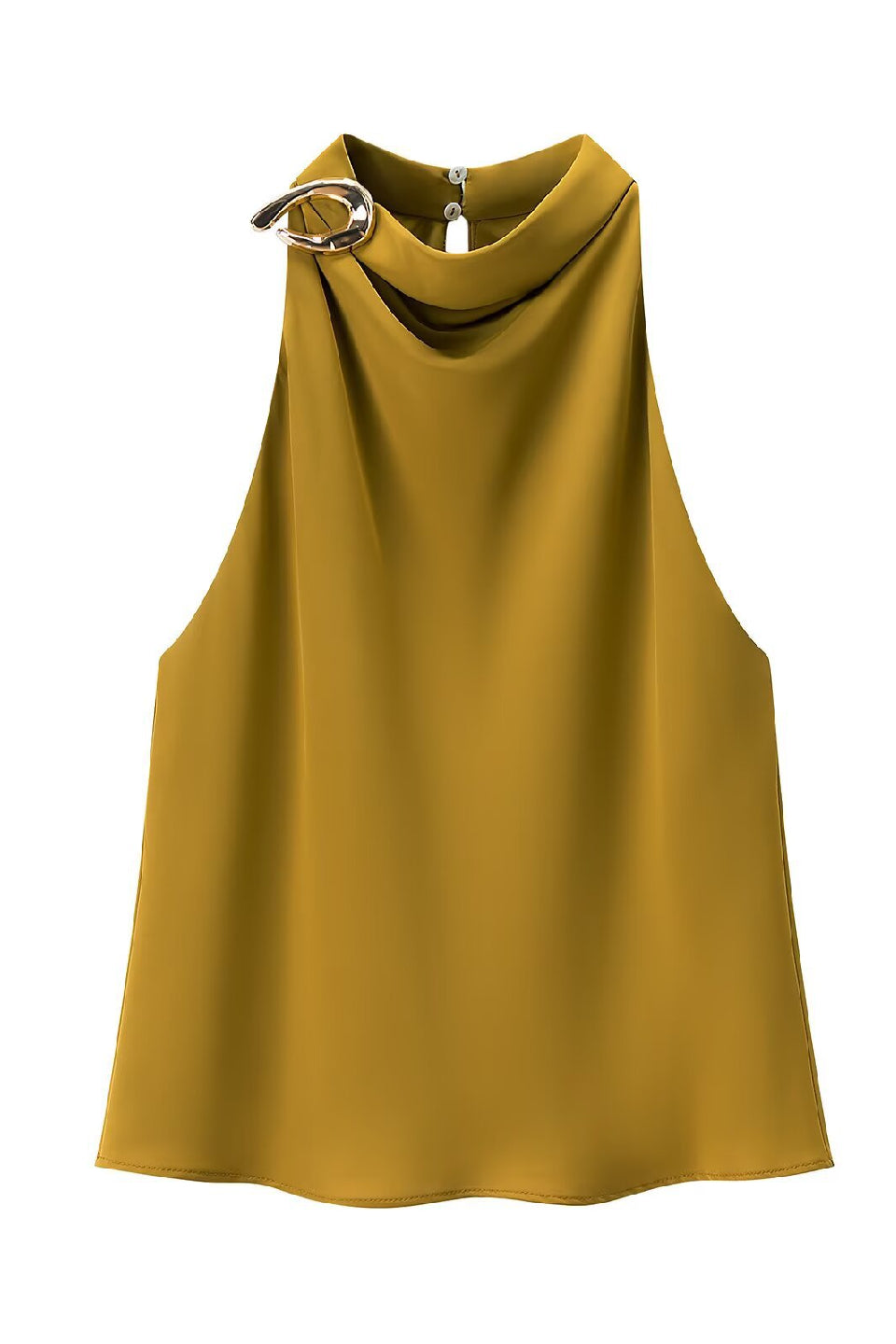 Gold Halter Ring Back Sleeveless Top