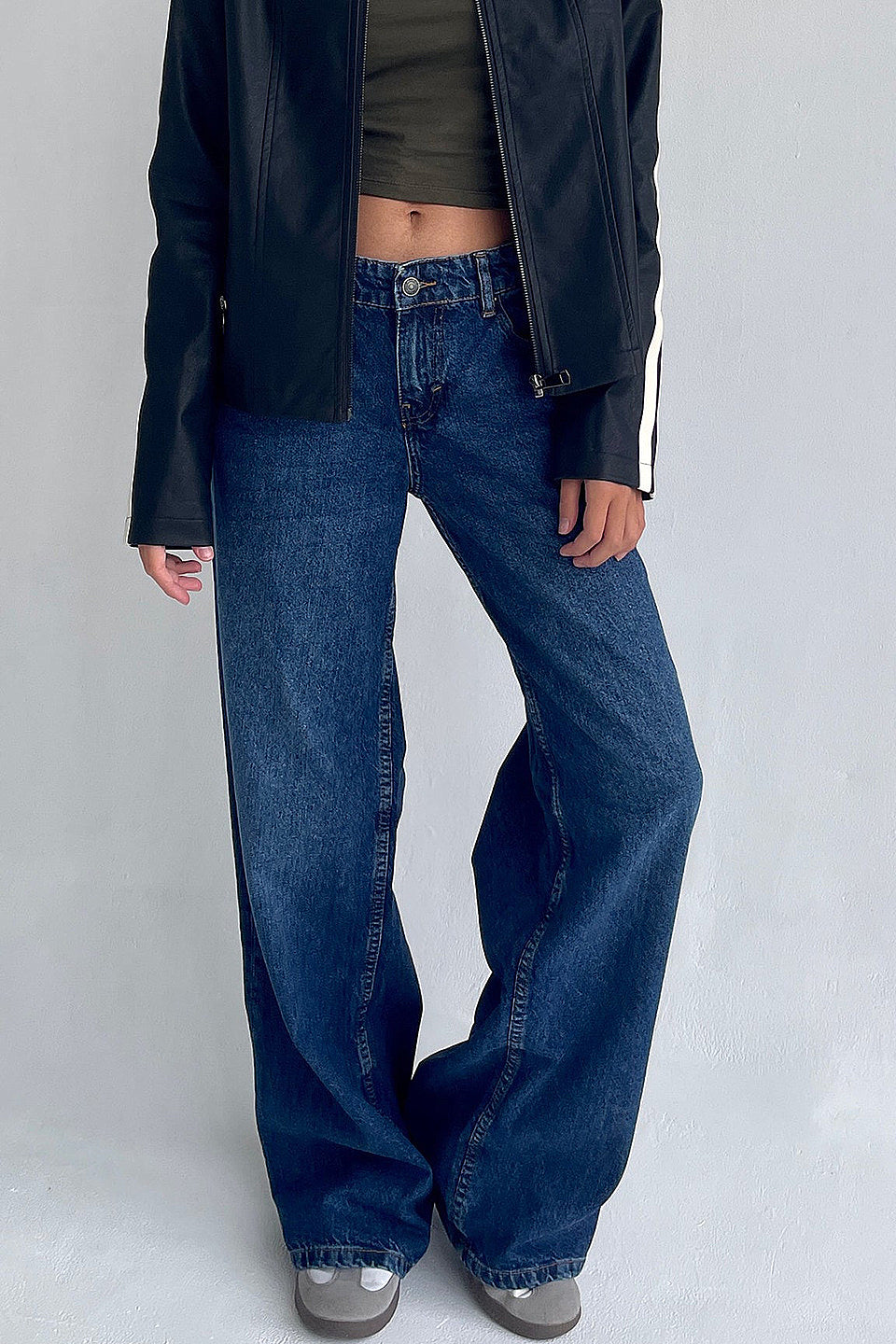 Blue Wide Leg Low Rise Jeans