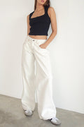 Off White Wide Leg Low Rise Jeans