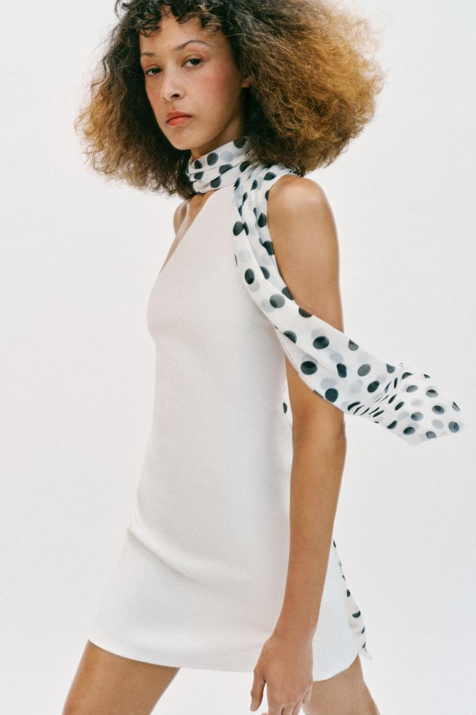 Polka Dot Scarf Mini Dress