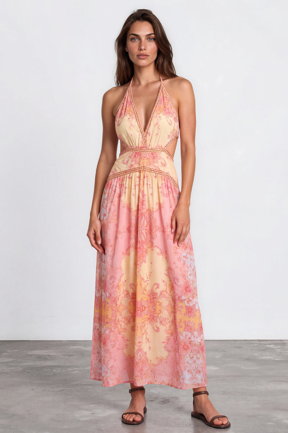 Peach Paisley Muse Maxi Dress