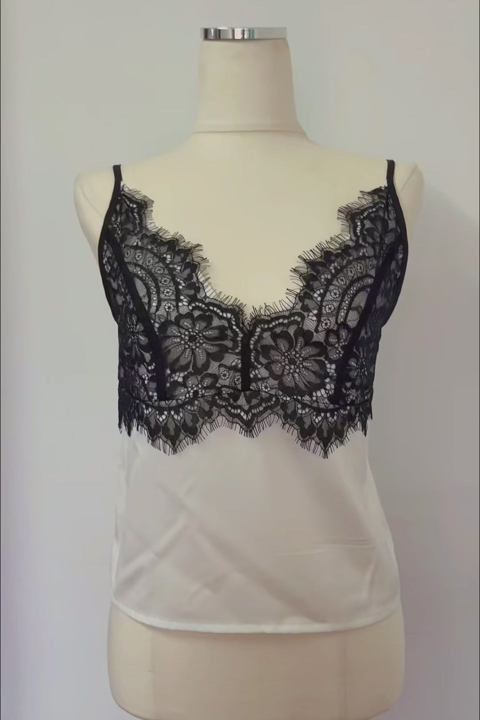 Ivory Lace Satin Cami Top