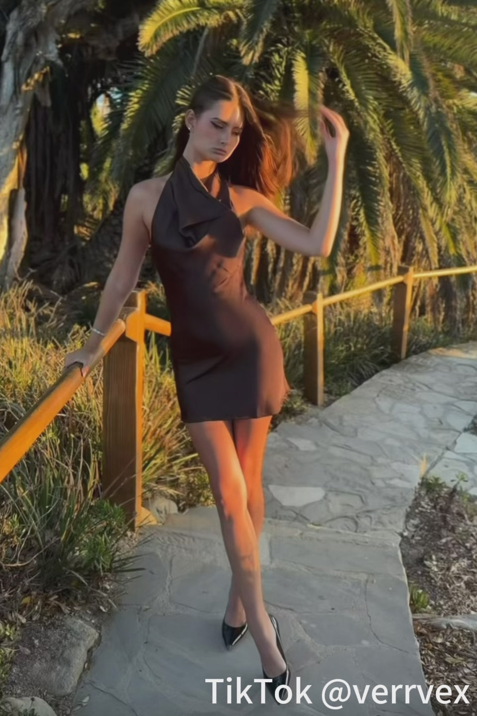 Brown Satin Slip Mini Dress