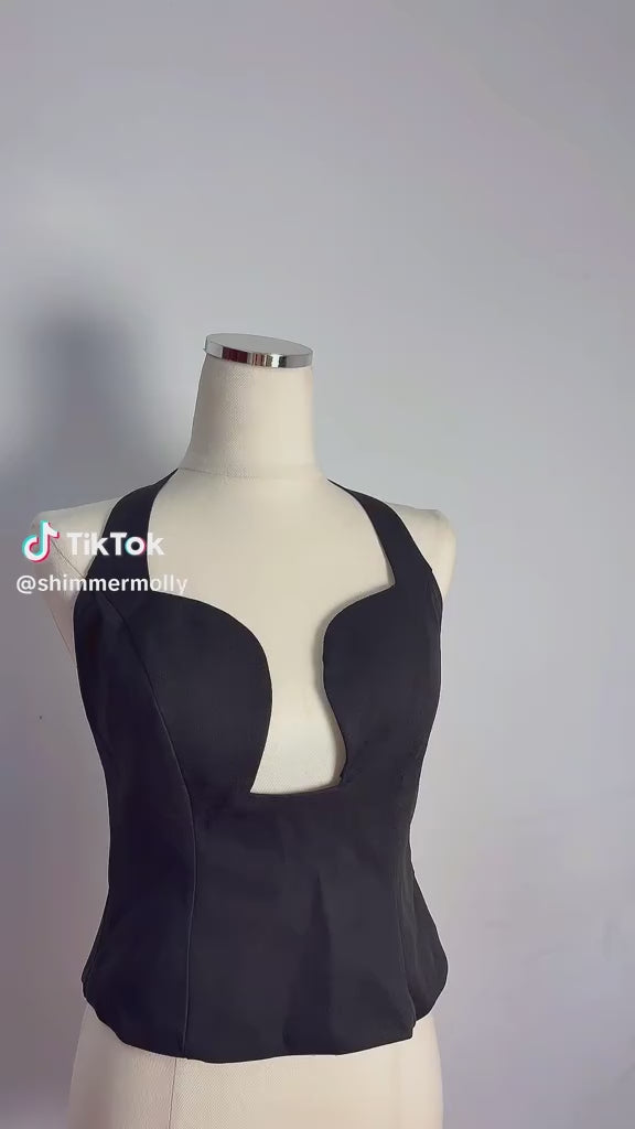 Black Halter Corset Top