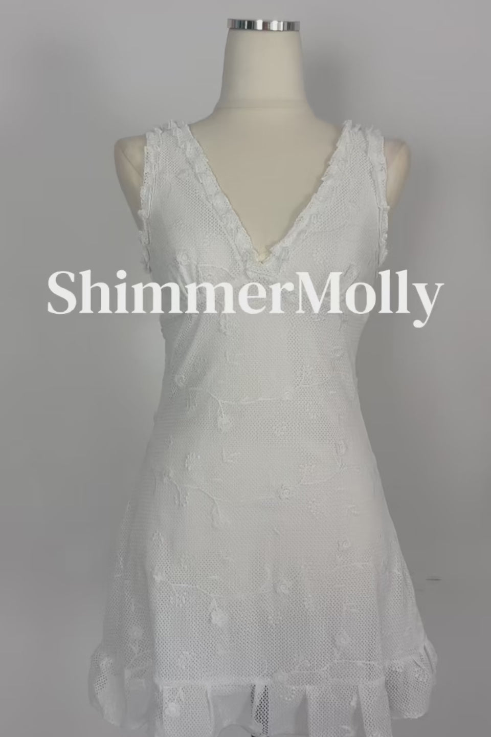 Cream Lace Ruffle Mini Dress