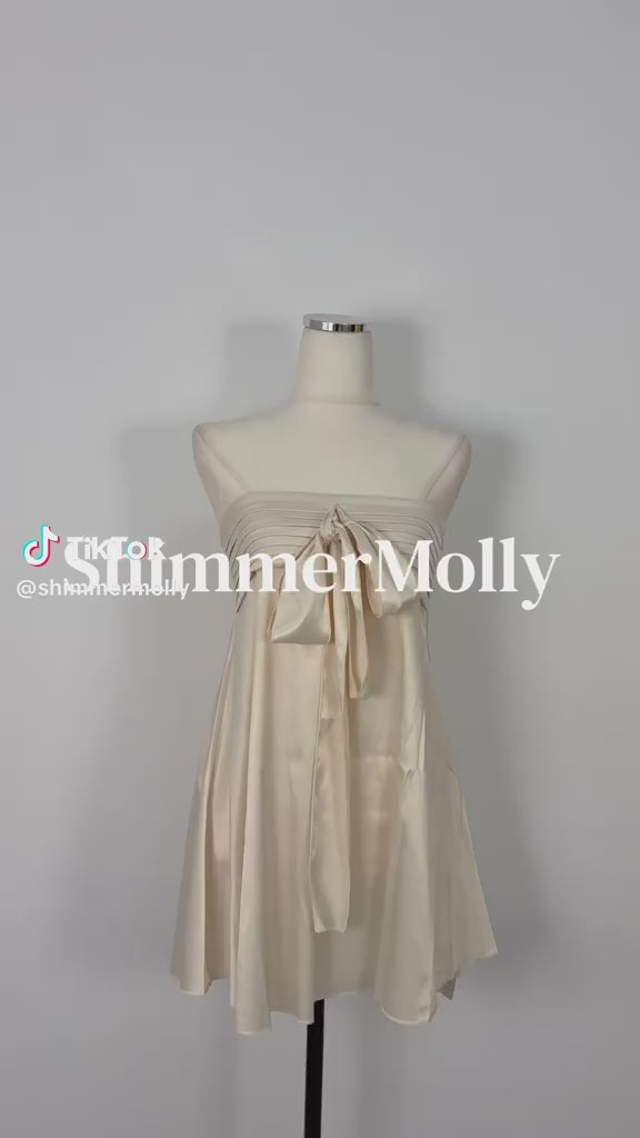 Cream Bow Mini Dress