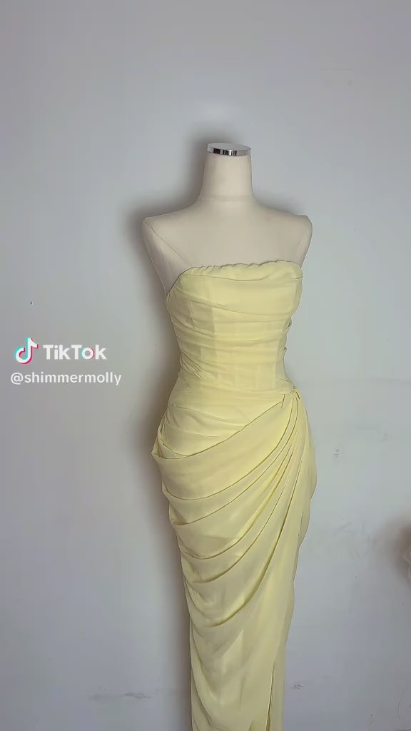 Yellow Strapless Maxi Dress