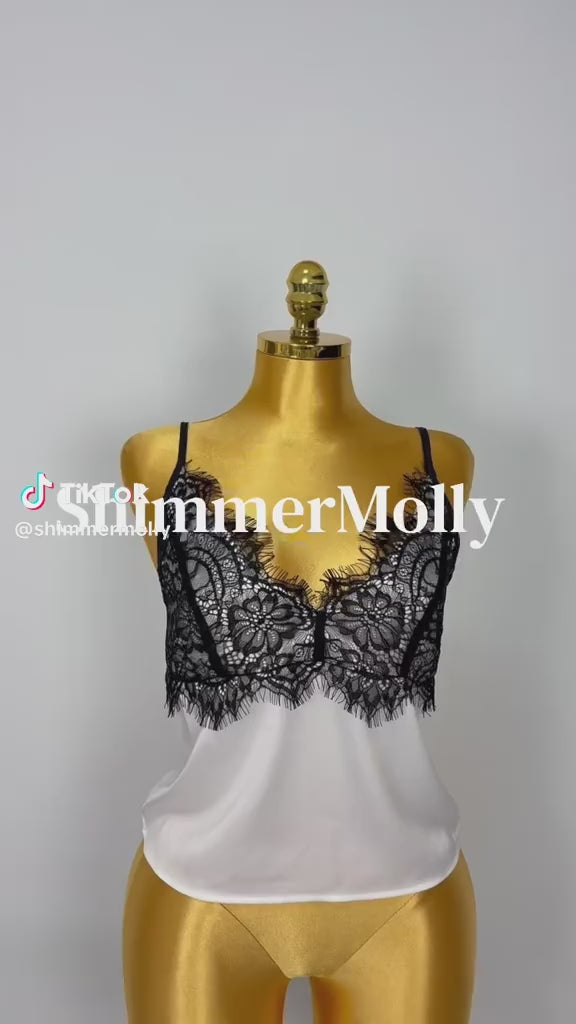 Ivory Lace Satin Cami Top