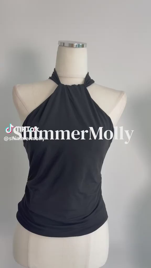 Black Twist Halter Top