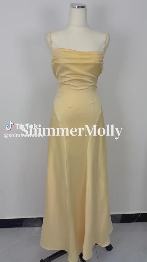 Champagne Satin Maxi Dress