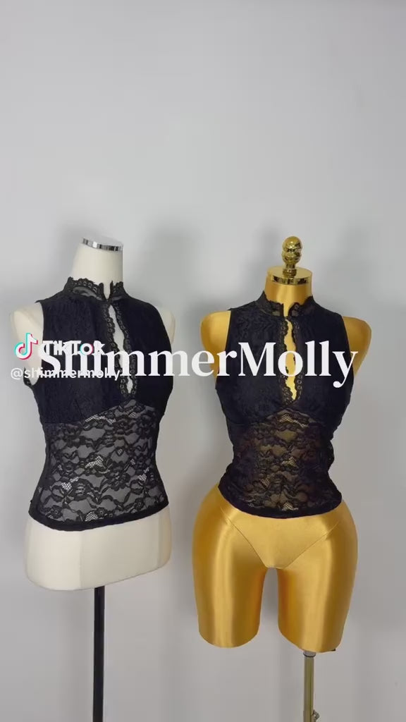 Black Lace Sheer Sleeveless Top