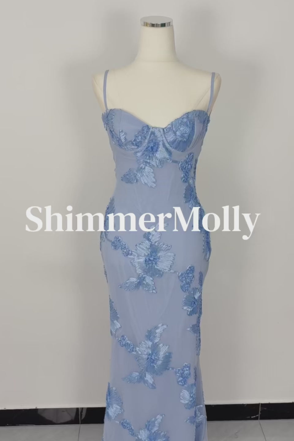 ShimmerMolly 3D Floral Fishtail Gown