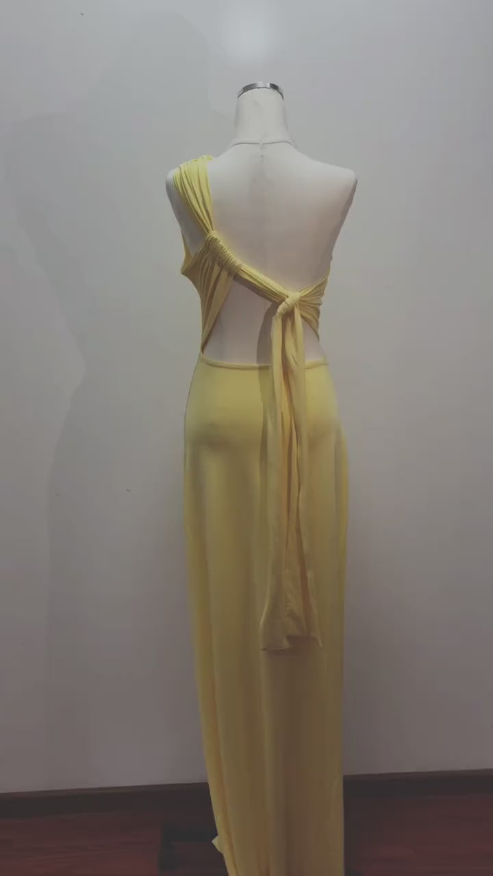 Yellow One Shoulder Maxi Dress
