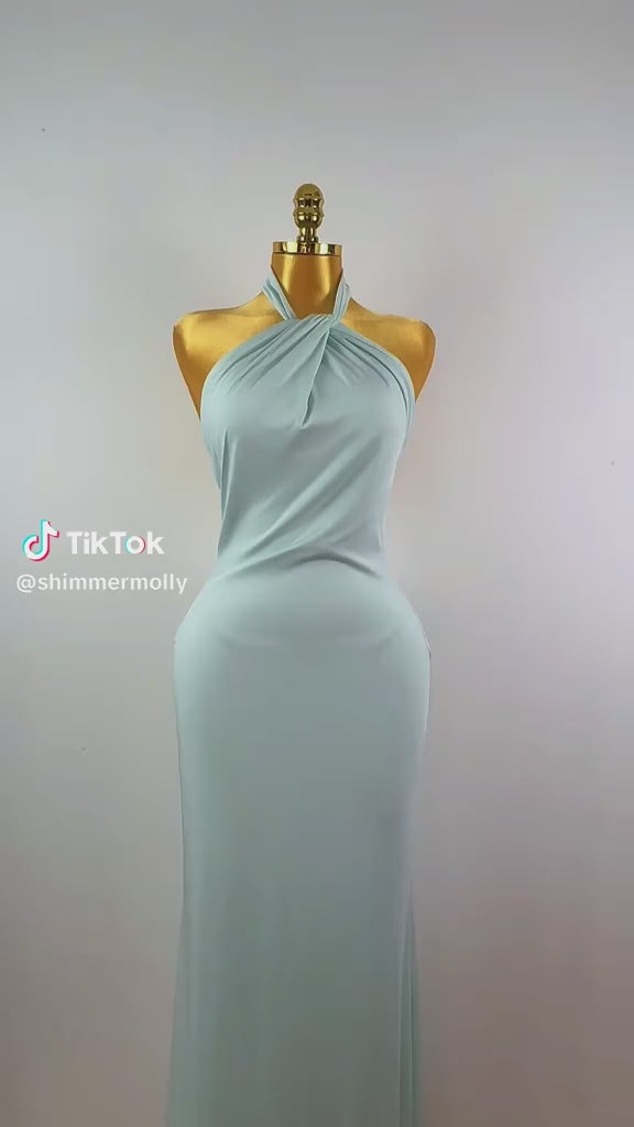 Mint Halter Maxi Dress