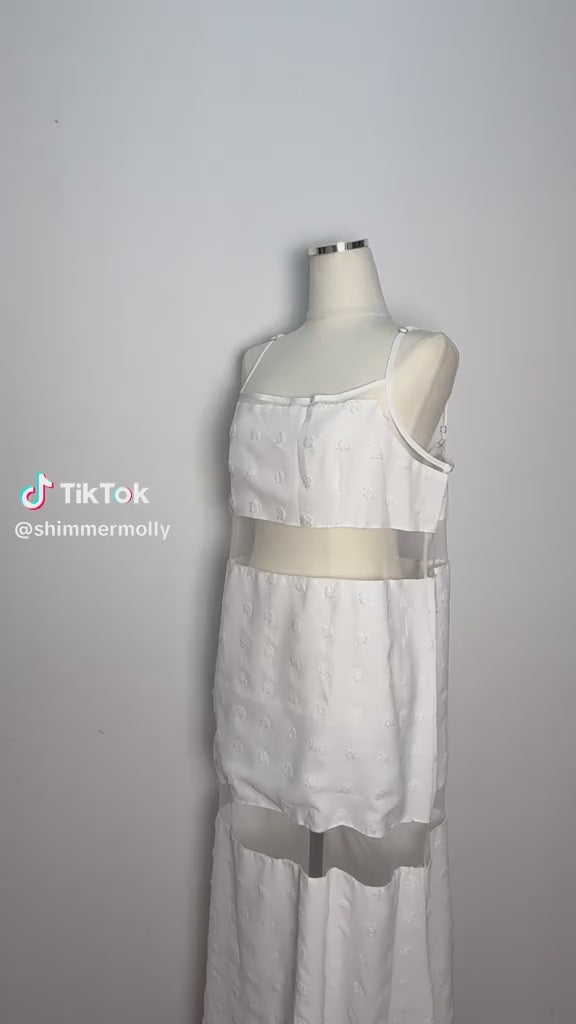 White Floral Mesh Maxi Dress