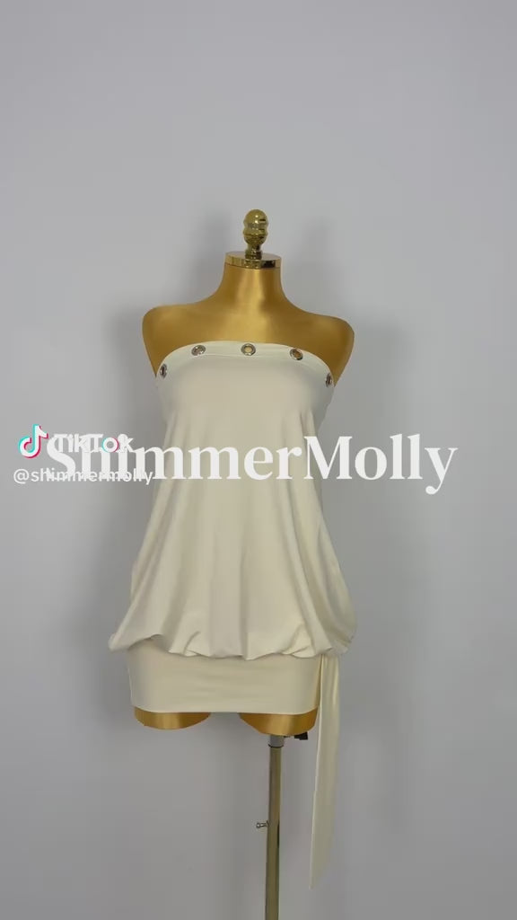 Yellow Eyelet Streamer Bodycon Mini Dress
