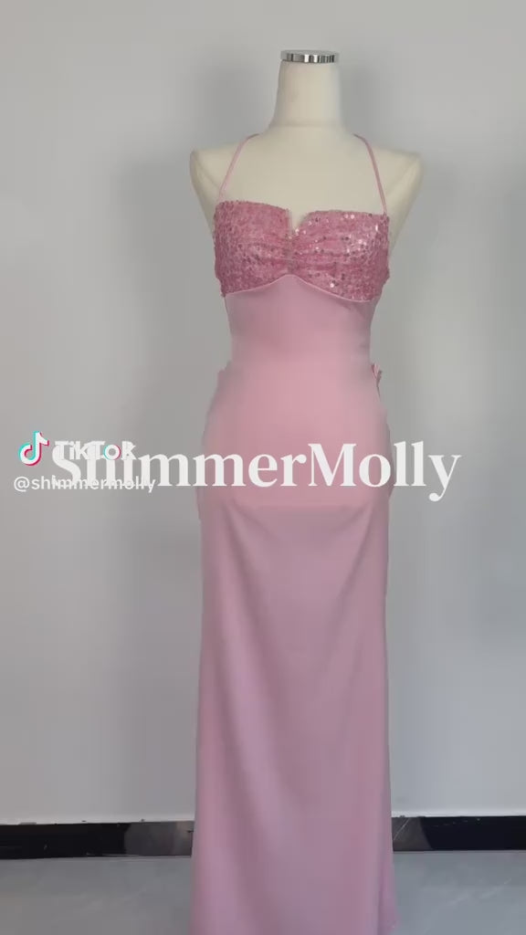 Blush Satin Maxi Dress