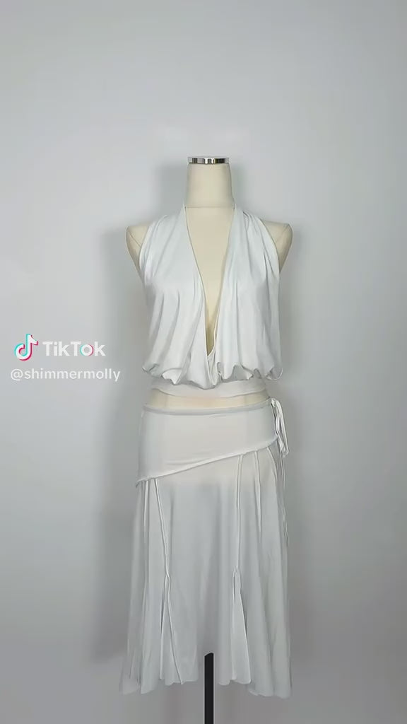 White Cross Halter Open Back Top