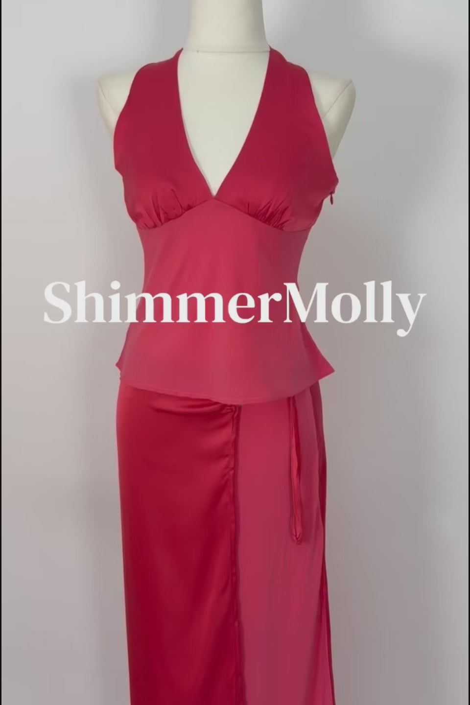 Coral Satin Halter Top