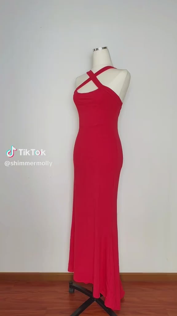 Red Halter Maxi Dress