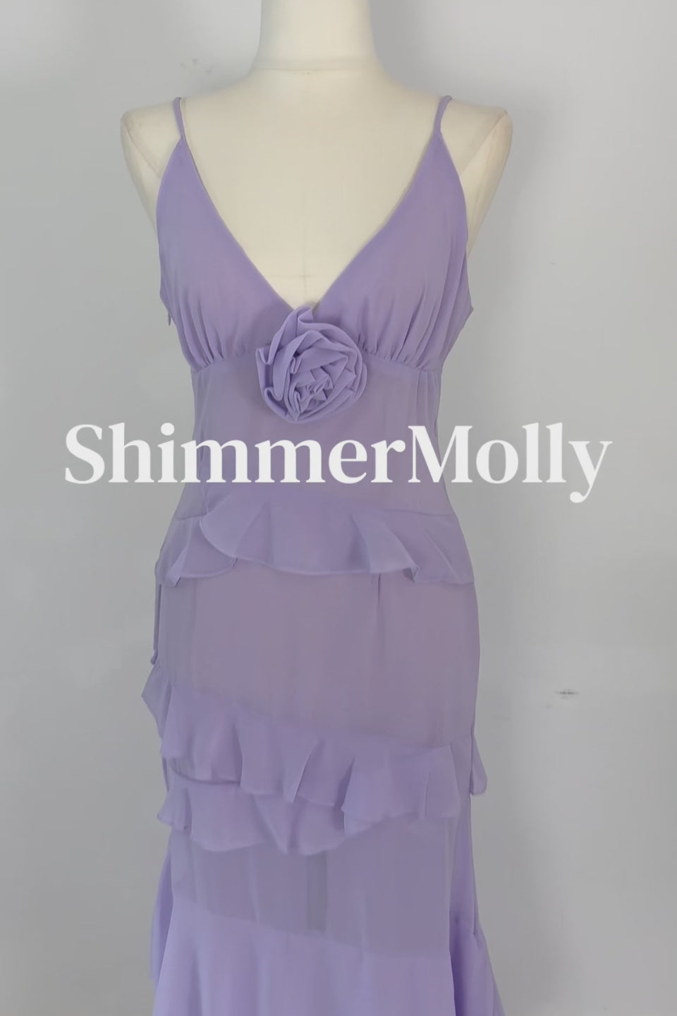 Lavender Rose Cascade Maxi Dress