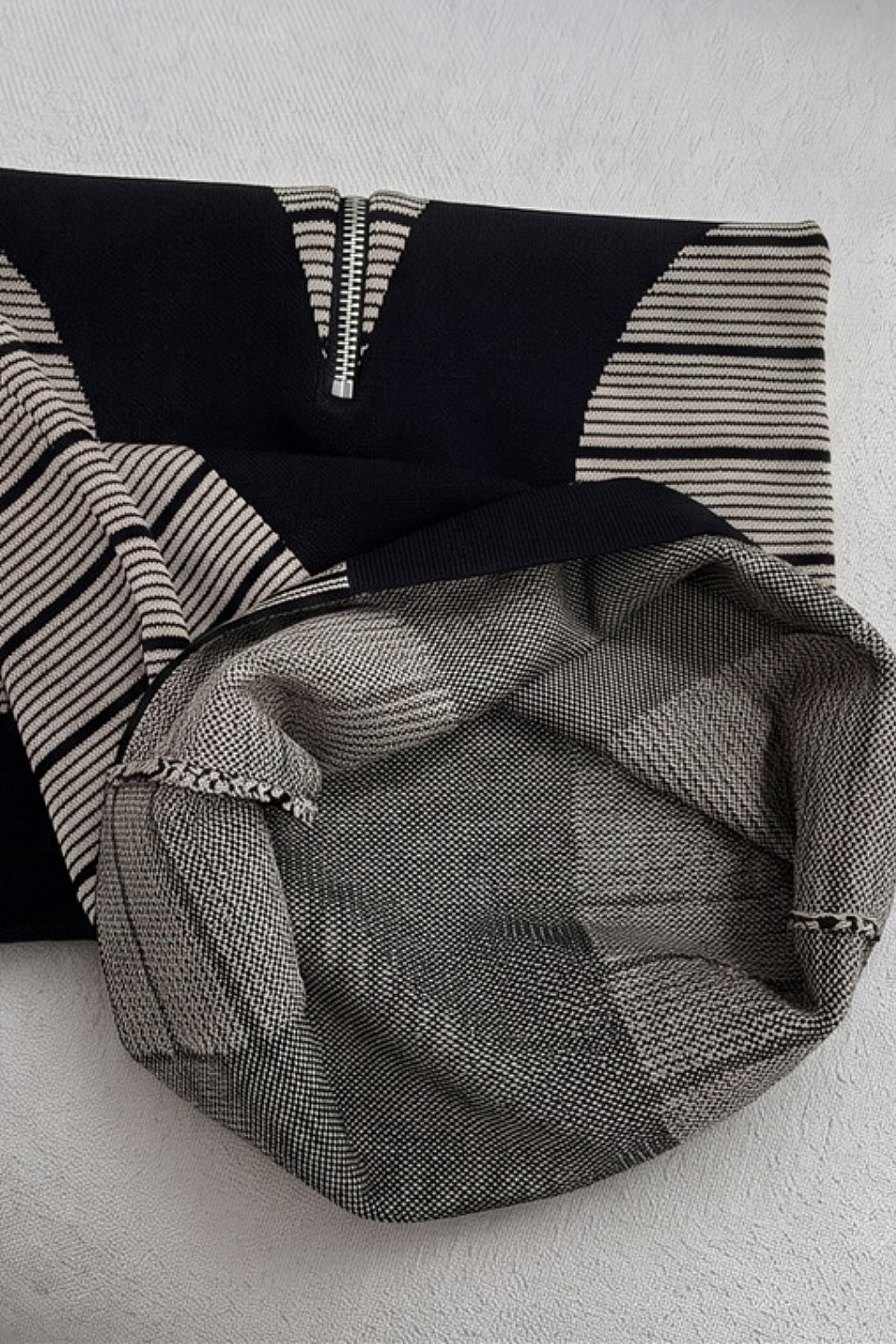 Black Beige Striped Mini Dress