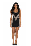 Black Beige Striped Mini Dress