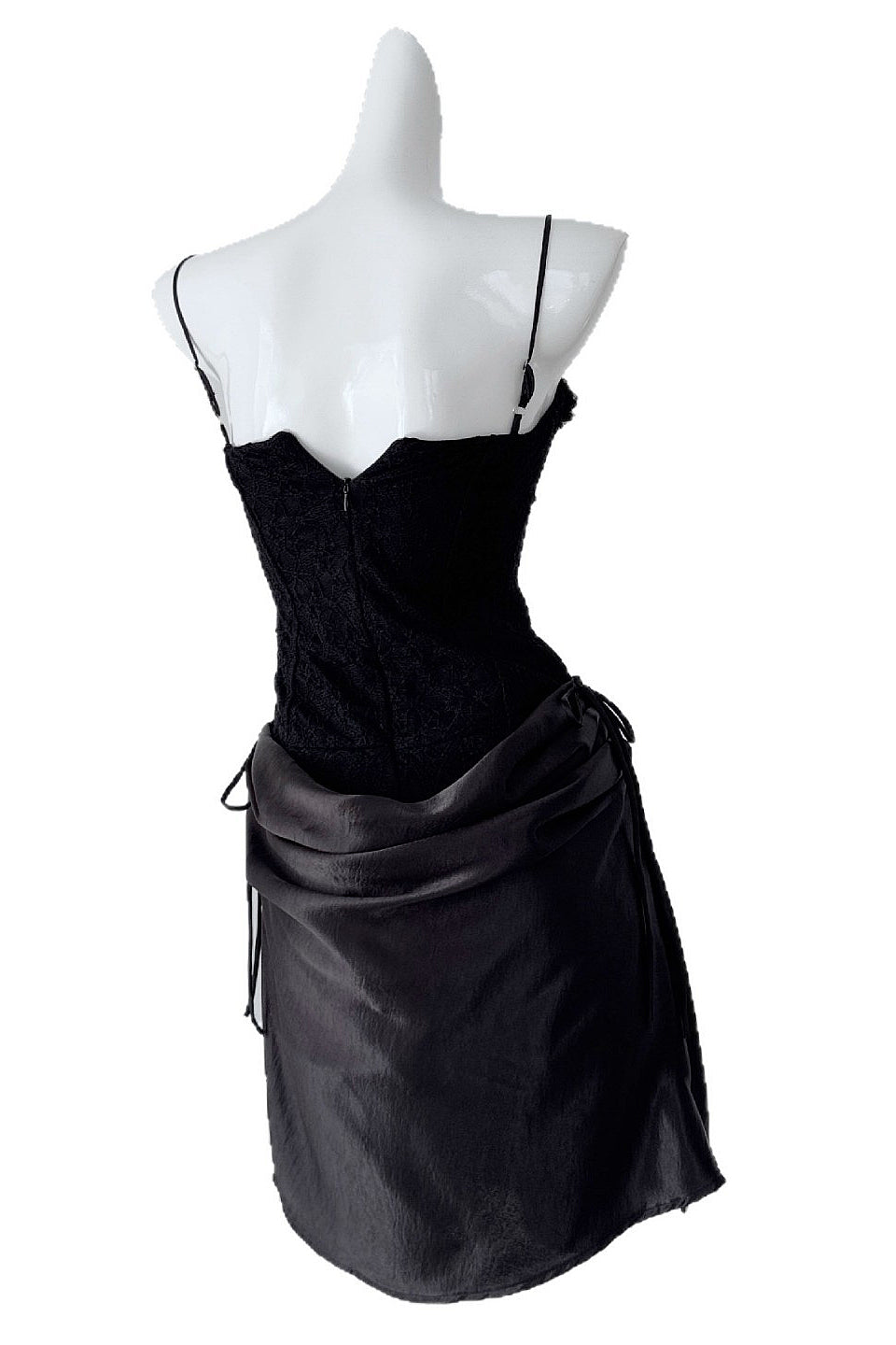 Black Floral Lace Corset Mini Dress