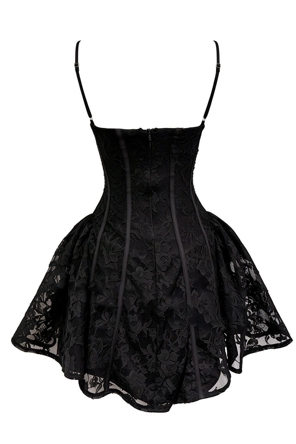 Black Floral Lace Corset Mini Dress