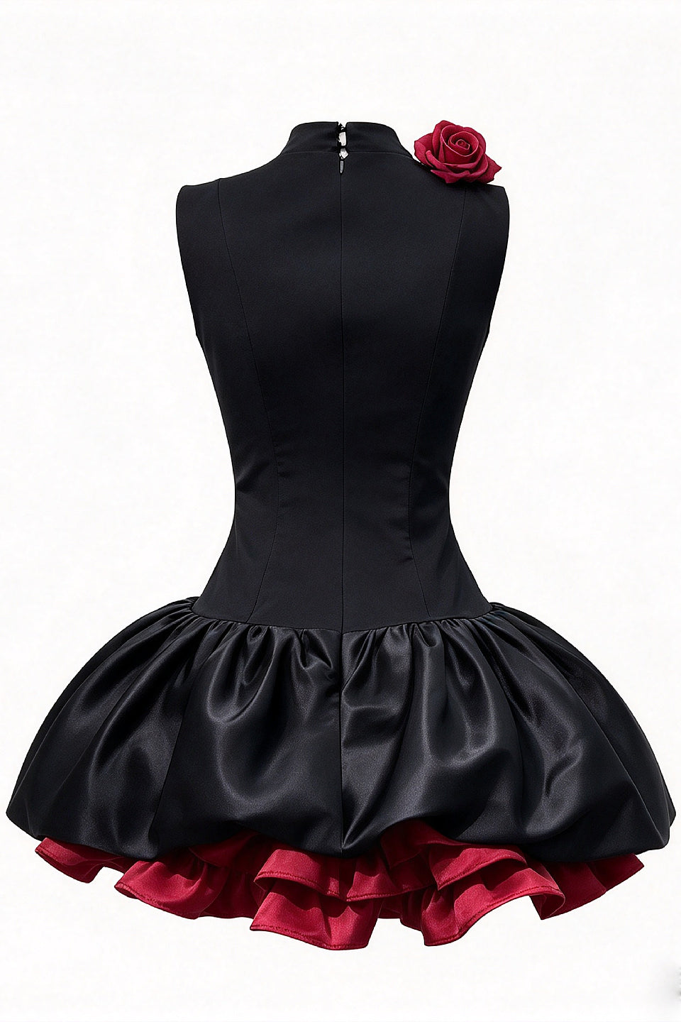 Noir Red Rose Ruffle Mini Dress